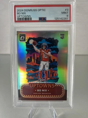 Bo Nix 2024 Donruss Optic Uptowns PSA 9 | Broncos Rookie SP 🔥