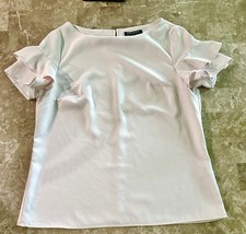 Banana Republic Short Ruffle Sleeve Top - Womens Medium Light Pale Pink