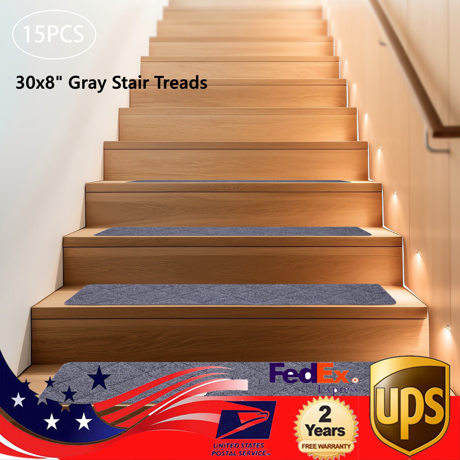 Stair Treads Set of 15 Indoor Non-Slip / Skid Mats Pads Carpet Rugs USA HOT SALE