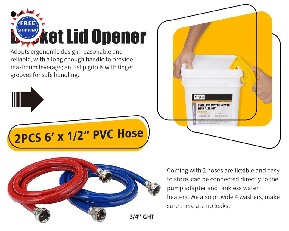 Tankless Water Heater Flushing Kit Includes Submersible Sump Pump ...
