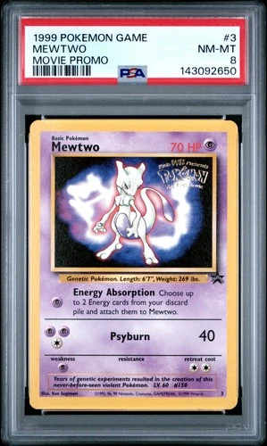 1999 POKEMON GAME MOVIE PROMO #3 MEWTWO PSA 8