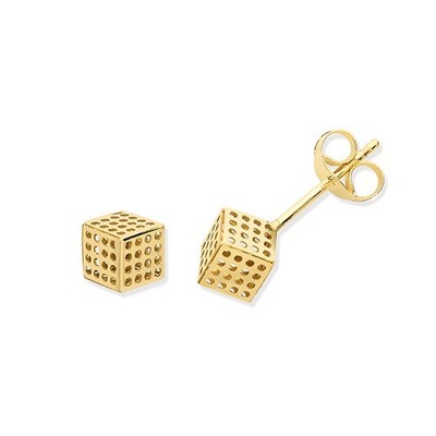 Gepunktete Würfel Ohrstecker 9 kt Gelbgold 375 gepunzt nagelneu verpackt