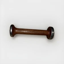 Vintage WOODEN SPOOL With Metal Rings/Rim Primitive Decor Sewing ~5 1/2”