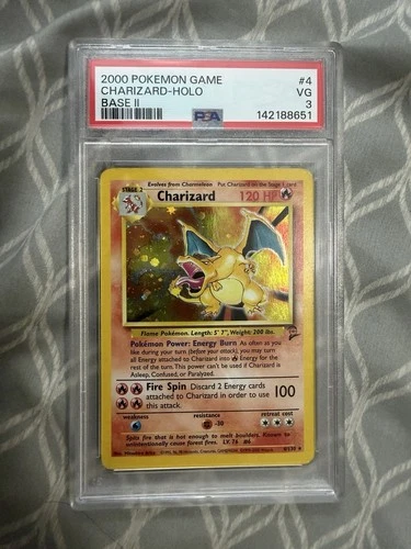 131118208 Charizard 2000 Pokemon Set 2 #4 Holo PSA 3