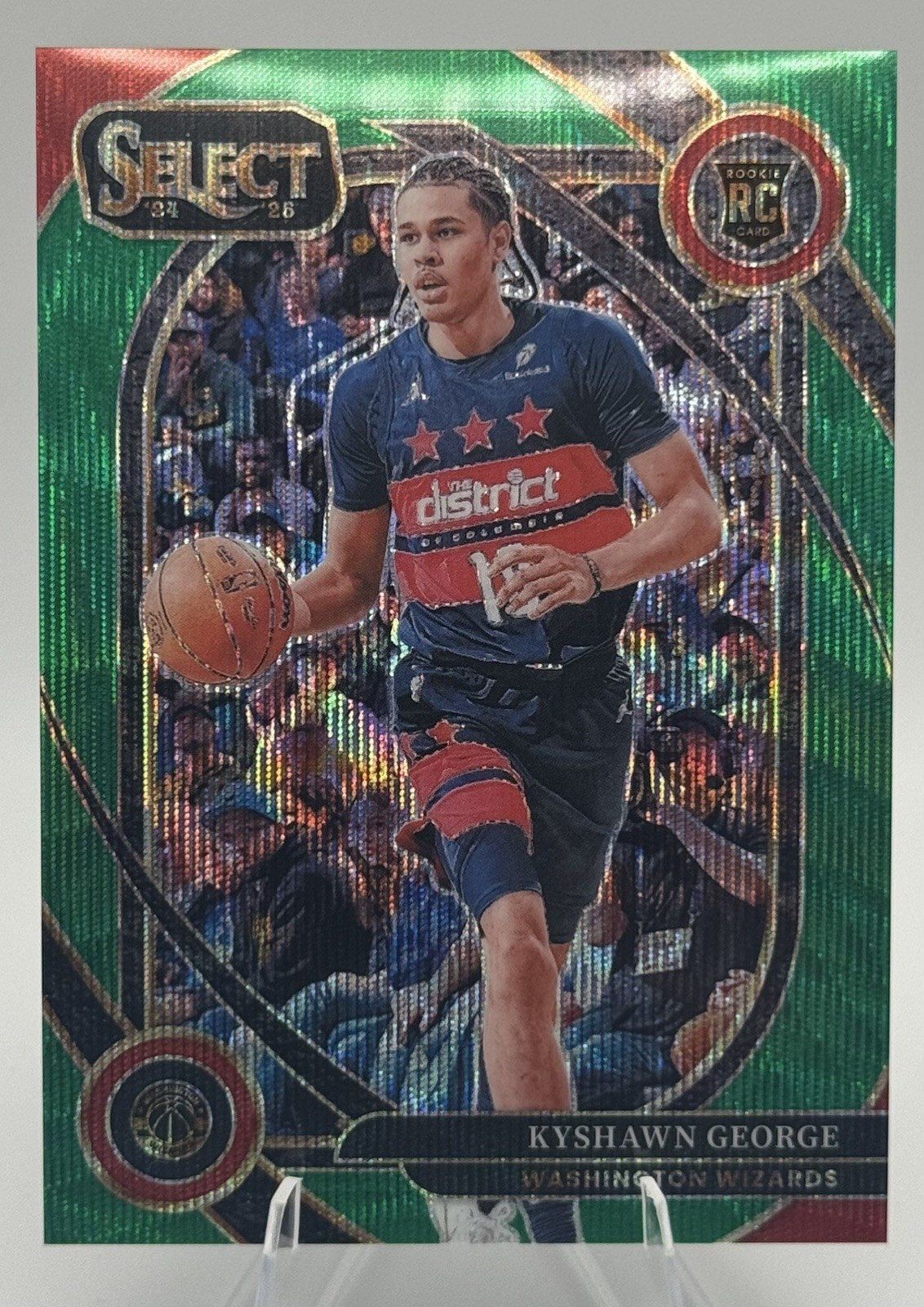 2024 Panini Select Kyshawn George Courtside Green Wave Prizm /50 #285 RC Wizards