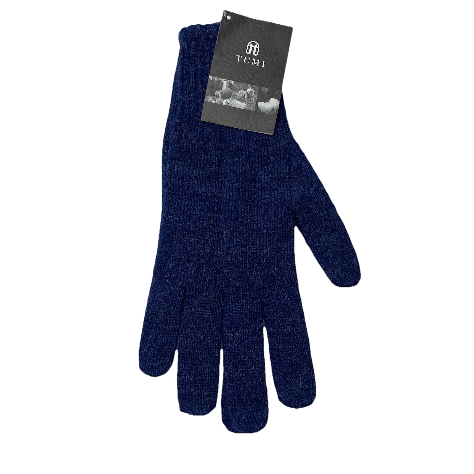 Tumi 100% Alpaca Knit Navy Blue Gloves Lightweight Size Large Women’s