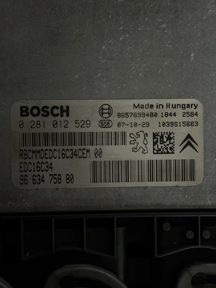 CENTRALINA MOTORE PEUGEOT 207 1.4  CITROEN C3 8HZ 0281012529 EDC16C34 9663475880 - Immagine 2 di 2