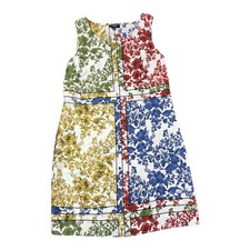 MSK WOMENS FLORAL IVORY MULTI JEWEL TONES SLEEVELESS WOMENS SHEATH DRESS MEDIUM