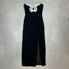 Gunne Sax Jessica McClintock Halter Black Velvet Cocktail Dress Size 9/10