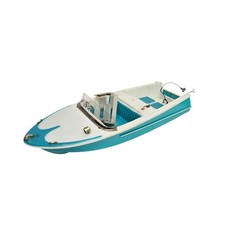 Vintage Fleet Line Wizard Model Boat, K&O Johnson, Plastic, Teal White FOR PARTS
