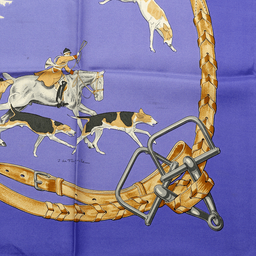 Hermes Scarf LE BIEN ALLER Vintage Silk Carre Foulard JEAN DE FOUGEROLLE 90cm - Picture 6 of 7