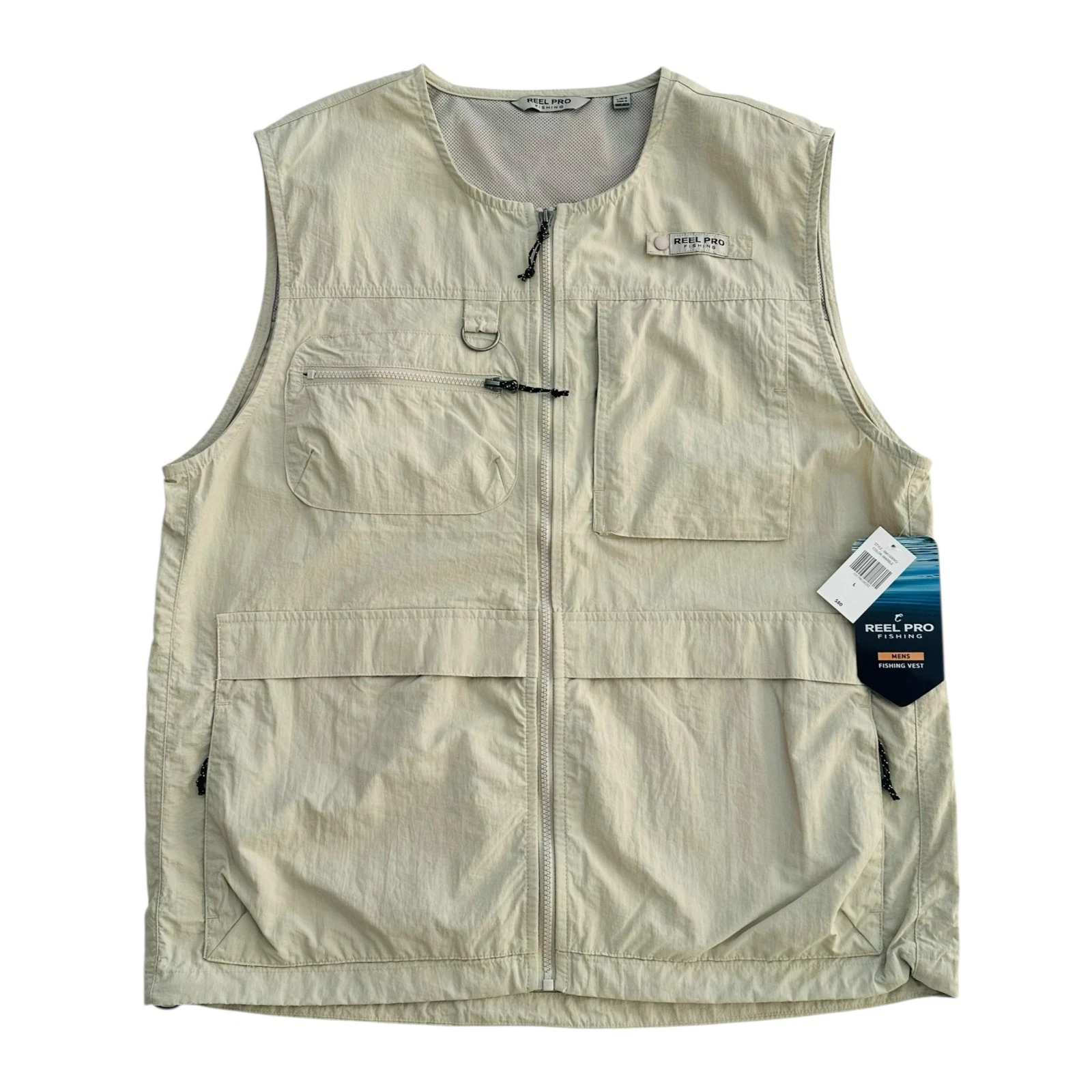 Reel Pro Men's Size L Water Resistant Multi Pockets Marble Fishing Vest NEW