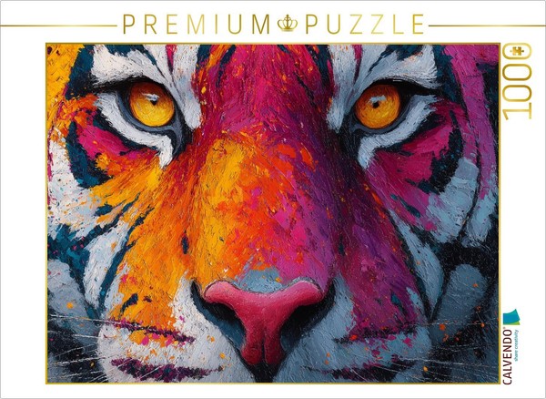 Calvendo Puzzle Colorful Tiger With An Intense Gaze | 1000 Pieces, Finished Size-image