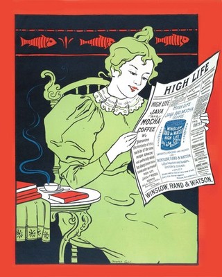 VTG 1896 Art Nouveau Coffee Ad High Life Java Graphic Art Print  - 8.5x11, 17x22