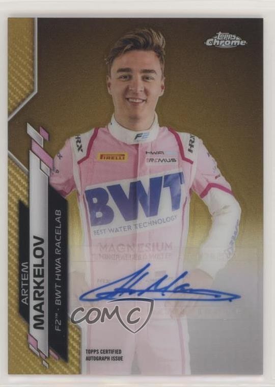 2020 Topps Chrome Formula 1 Gold Refractor 4/50 Artem Markelov #F1A-AM Auto ux8