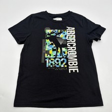Abercrombie Kids Boys Size 11/12Y Black Graphic Print Logo . 43136