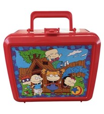 Fiambrera de plástico roja Aladdin Rugrats 1997 Viacom plástico rojo coleccionable de colección