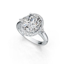 Sterling Silver Semi Mount Ring Setting Oval OV 12X10mm TRI 4X4mm
