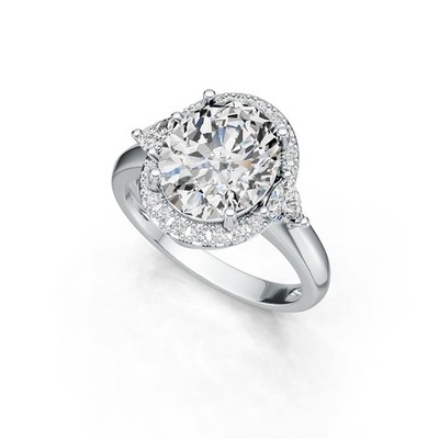Sterling Silver Semi Mount Ring Setting Oval OV 12X10mm TRI 4X4mm