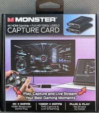 Monster HDMI Capture Card, 4K Full HD 1080P USB 3.0 Audio Video Device, Black