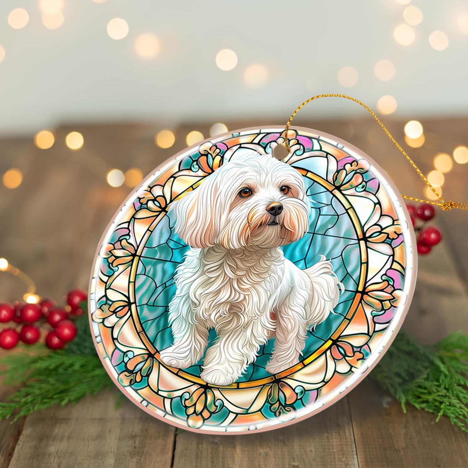 Bichon Frise Christmas Ornament Bauble Keepsake Decor Animal Lovers Tree Gifts 