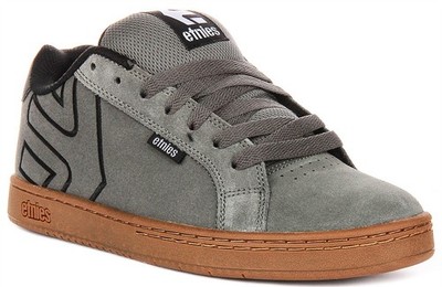 Etnies Fader Egg Crate gepolsterte Gummi Nubuk Herren Sportschuhe in Grau Schwarz UK 6 - 12