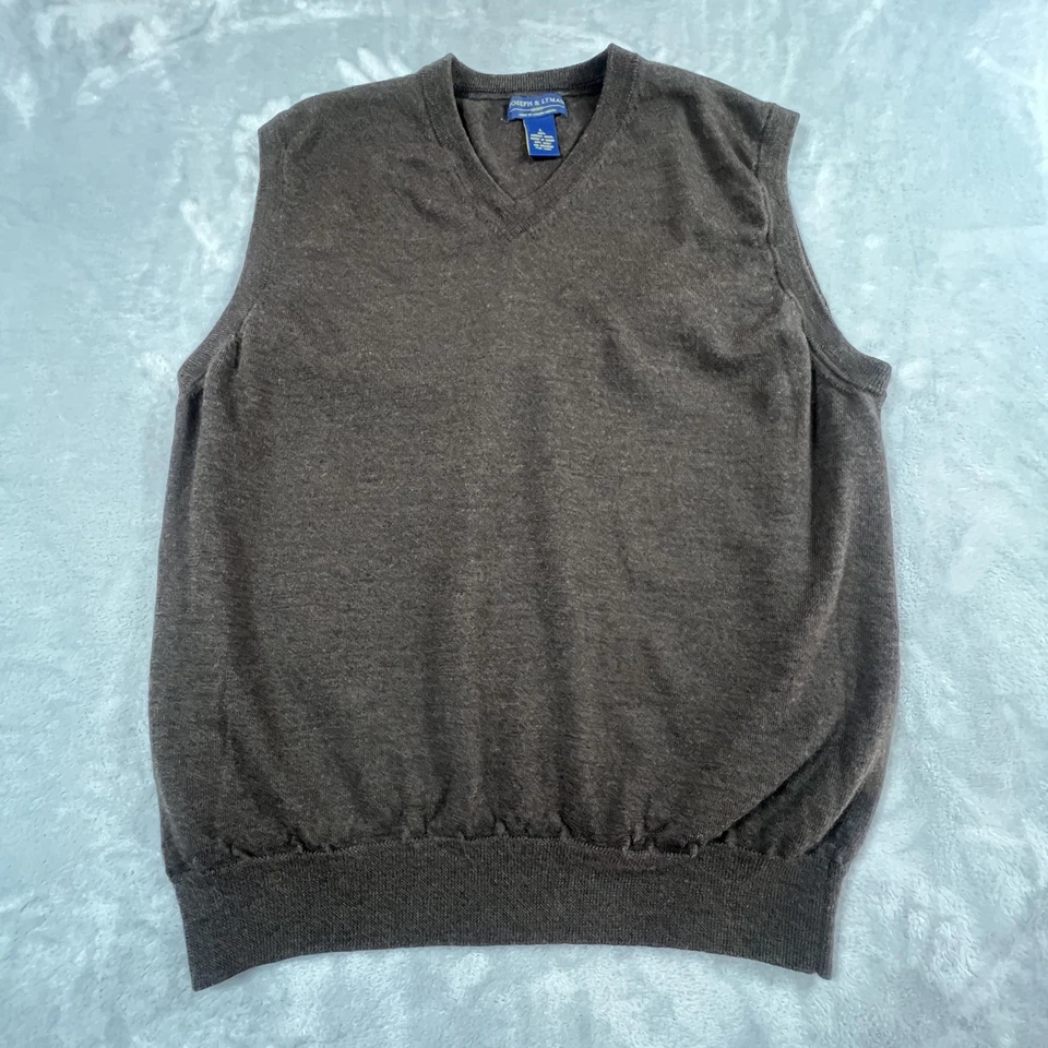 Joseph Lyman Italiano Lana Merino Suéter Chaleco Para Hombres L Marrón Preppy Clásico Informal Foto 3 de 4