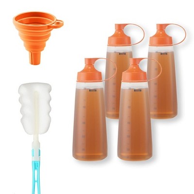 Condiment Squeeze Squirt Bottles for Sauces Plastic - (4pcs, 19oz) Ketchup Bo...