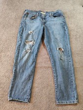 Levis Jeans Mens/Womens Boyfriend 31 Denim Blue 27 L Ankle Grazer Ripped