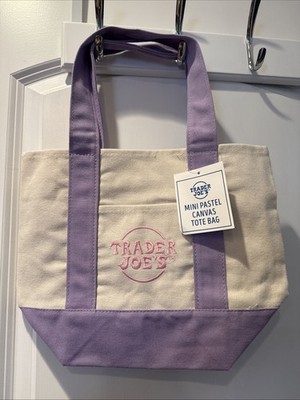 Trader Joe's PURPLE PASTEL MINI CANVAS TOTE BAG 2025 RARE  EASTER BASKET 