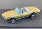 Vintage Hot Wheels Redline 1968 Gold Custom Firebird HK - Dark Int., Near Mint!