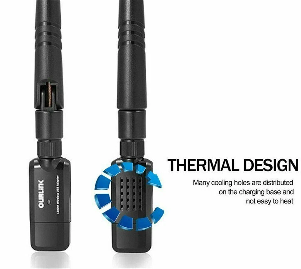 Dual Band 2.4/5Ghz 1200Mbps Wireless WiFi Network USB Adapter w/Antenna 802.11AC - Image 2 of 4