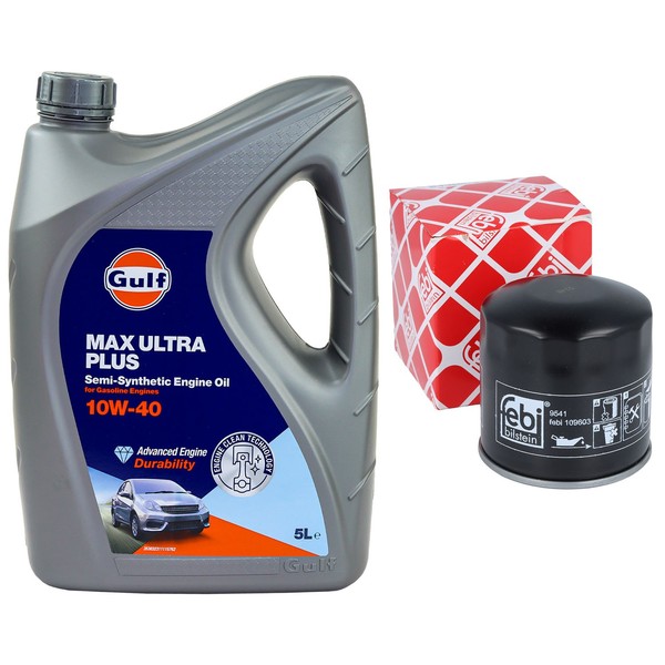 MotoröL Set Gulf Max Ultra Plus 10W-40 5 Liter + ÖLfilter FüR Dacia Duster 1.5-image