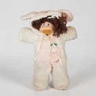 Vintage 1985 Cabbage Patch Kids Brown Hair Mold #4 Head With Rabbit Outfit 17"