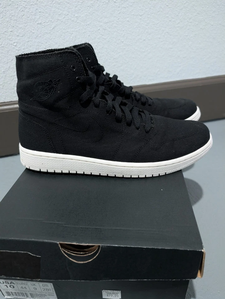 Nike Air Jordan 1 Retro Alto Decon Deconstruido Negro Lona Vela Marfil Talla 10 Foto 4 de 4