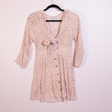 Faithful The Brand Trinidad Crepe Button Front Tie Front Mini Dress Pink Rae S