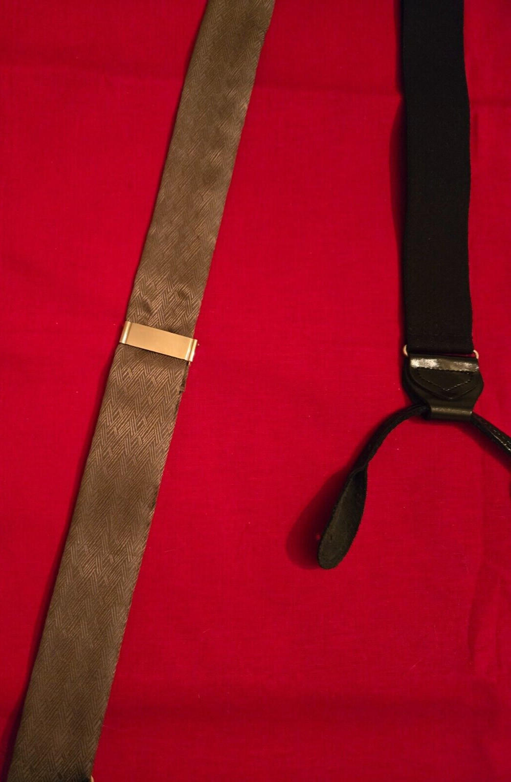 Gray 100% SILK Herringbone Adjustable Suspenders … - image 2