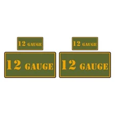 12 Gauge Olive Ammo Box Set, Vinyl Decal Sticker, 2@ 1"x2" & 2@ 2"x4", #8380