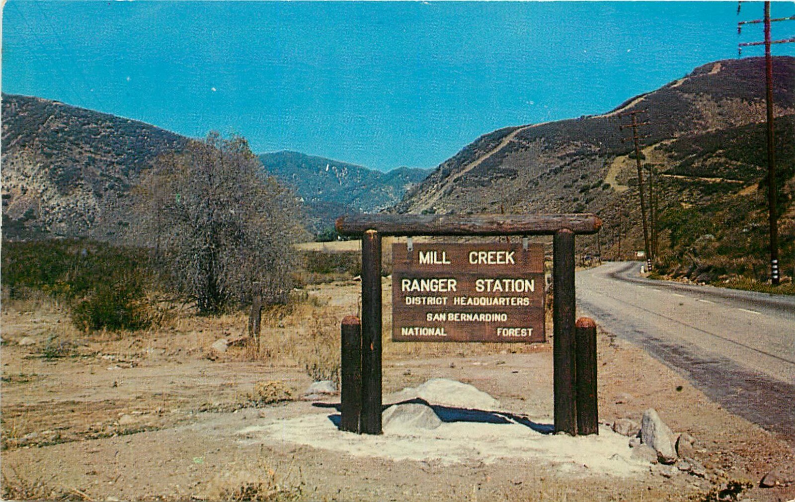 Vintage Postcard; Yucaipa CA Highway by Oak Glen to Mountain Resorts