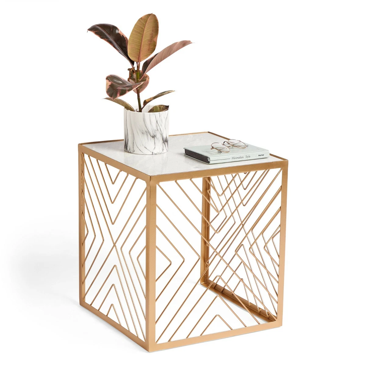 Geometric side table deals gold