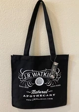 J.R.Watkins Logo Eco-Friendly Heavy Cloth Reusable Black Shopping Bag - (New)