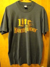 LITE BEER Haunted Happenin' Vintage Screen Stars T Shirt Large Black USA MADE