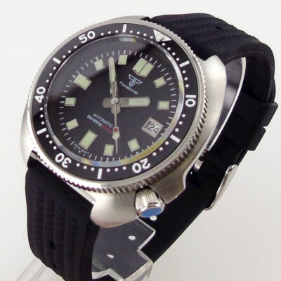 44mm Tandorio Black Dial NH35A PT5000 Automatic Mens Watch Steel 20atm Sapphire