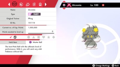 Shiny Gmax Alcremie (6IV) für Pokemon Schwert und Schild + Meisterball