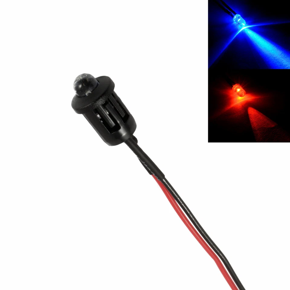 Alternating Flashing Red Blue Pre Wired 5mm LED Light + Bezel Holder 12V