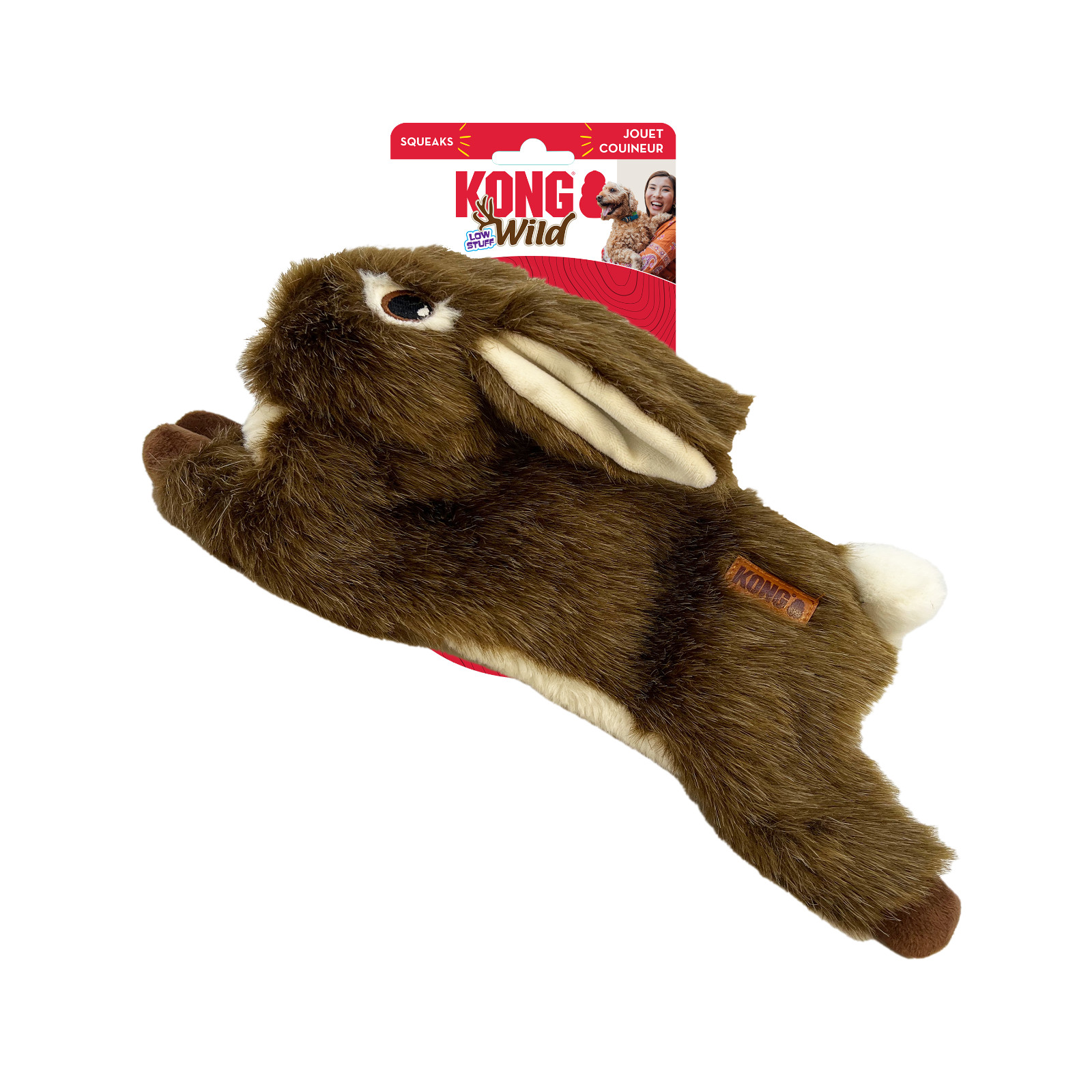 KONG Low Stuff Wild Rabbit MEDIUM Squeaky Soft Plush Toss & Shake Dog Toy 12x8"