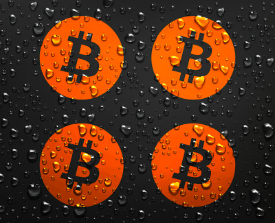 4x Bitcoin Logo Aufkleber BTC Aufkleber Krypto Digitale Währung Münze Orange - 50x50mm