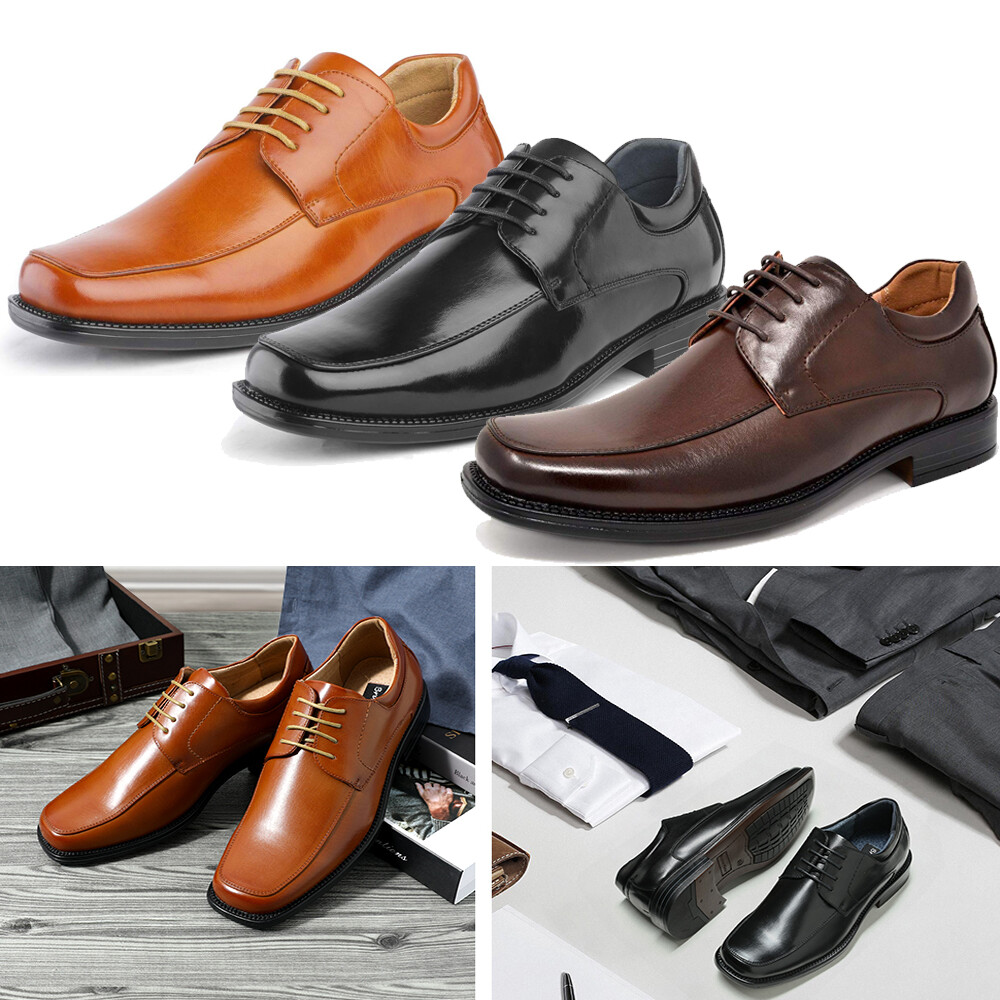 Men's Square Toe Classic Business Dress Shoes Lace-up Closure Shoes Brown  6.5-13 | eBay