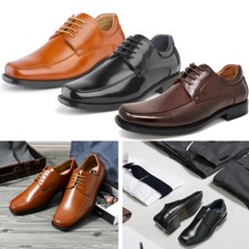 Men's Square Toe Classic Business Dress Shoes Lace-up Closure Shoes Brown 6.5-13