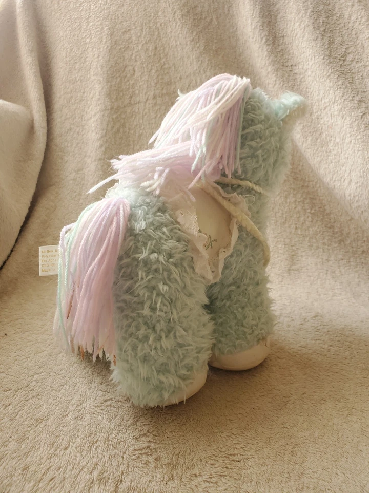 First & Main Precious Pony Pastel Blue Yarn Mane Tail Vinyl Feet Saddle Rattle - Image 3 of 4